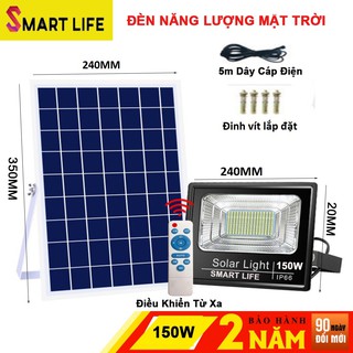 Đèn LED Năng Lượng Mặt Trời 100W 150W  Cảm Biến Ánh Sáng tự động bật sáng khi trời tối, và tắt đèn khi trời sáng