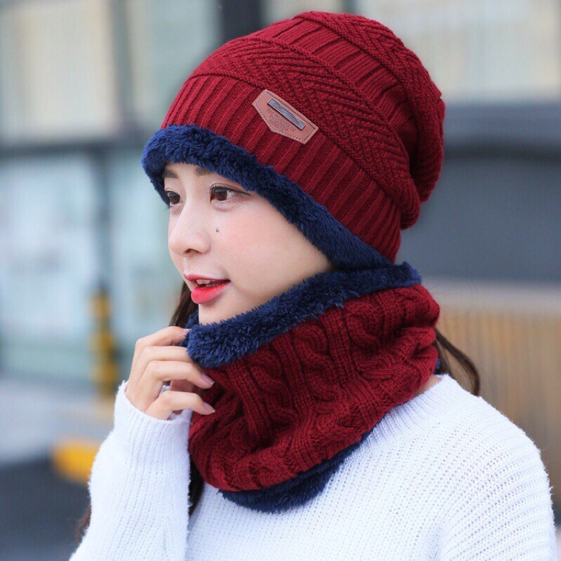 ❤ SẴN HÀNG ❤ Set Mũ Len Nam Nữ Kèm Khăn Ống Choàng Cổ Cực Ấm Chất Đẹp Mịn Chuẩn cao cấp , nón len trùm đầu mùa đông