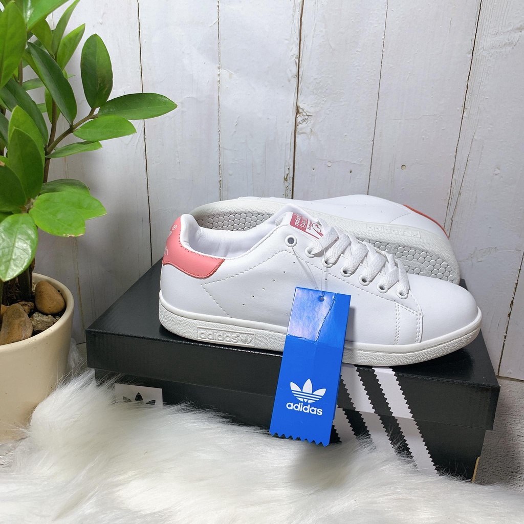 Giày thể thao nữ trắng gót hồng _stan smith_súp pơ- xịn kèm hộp ảnh thật 618