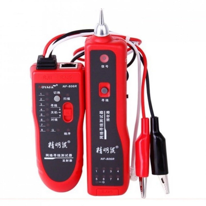 Máy test dò cáp mạng và điện thoại NOYAFA NF-806R (Đỏ) - Bộ test mạng đa năng - Hộp test cáp đa năng