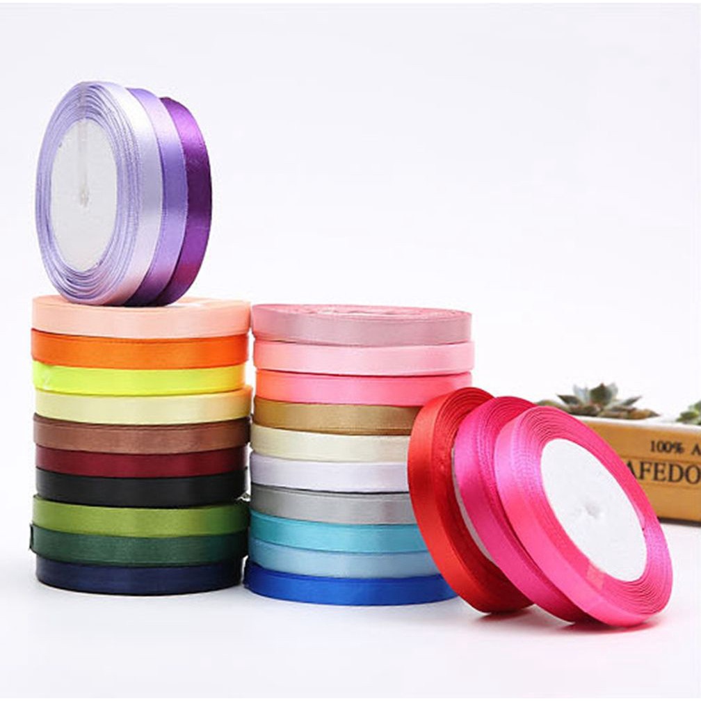 Cuộn dây ruy băng 1cm dài 25 yards bằng vải Satin dùng trang trí DIY