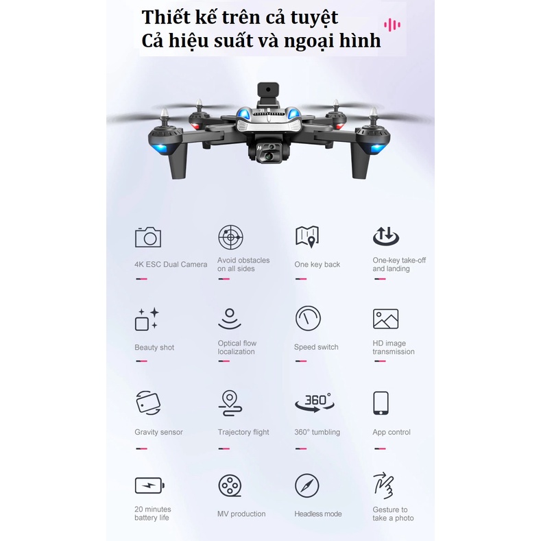 Flycam mini drone K8 - Rẻ nhất phân khúc, 2 camera 5.0M, nhào lộn 360, cảm biến 4 chiều