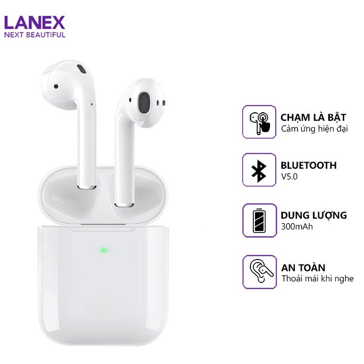 Tai nghe bluetooth Lanex W12 nghe nhạc hay âm thanh sống động pin lâu chính hãng