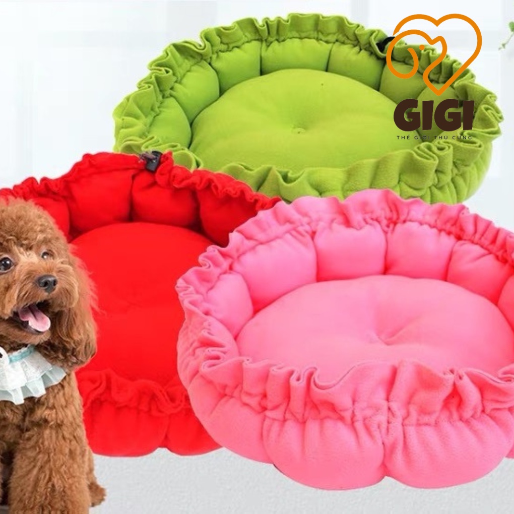 Nệm ngủ ruột bông cho chó mèo hình tròn dây rút giao ngẫu nhiên phụ kiện thú cưng giá rẻ - GiGi Pet Shop