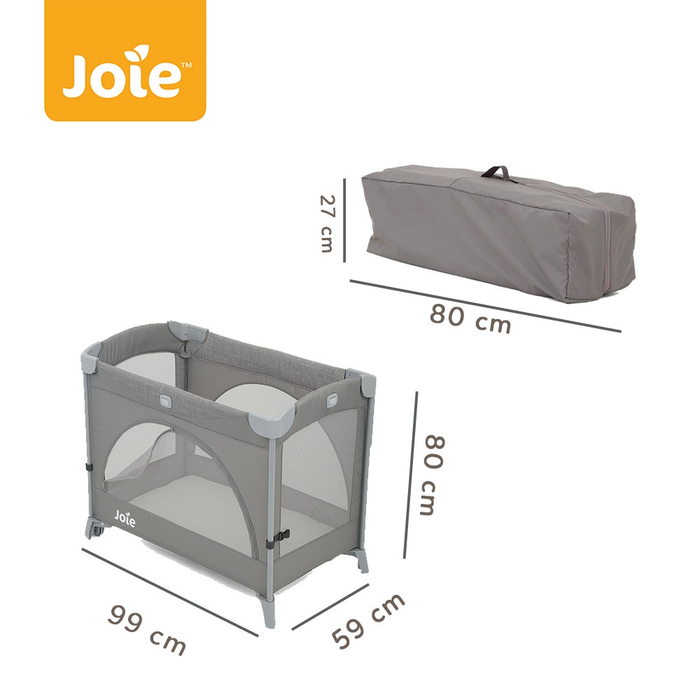 Giường cũi trẻ em Joie Kubbie Sleep Foggy Gray cho trẻ sơ sinh, kết cấu vững chắc, đệm lót êm ái giúp bé ngủ ngon