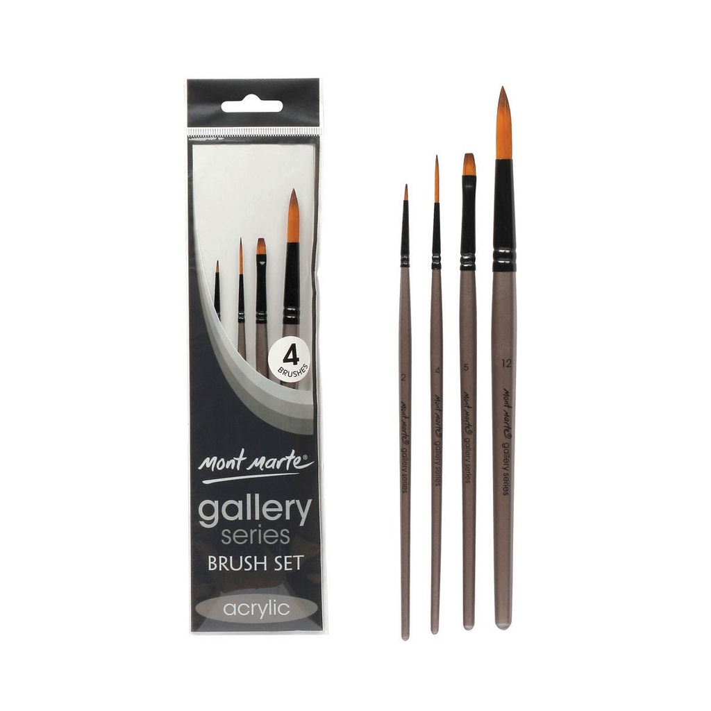 Bộ 4 Cọ Acrylic Mont Marte - Gallery Series Brush Set Acrylic 4pce - BMHS0009