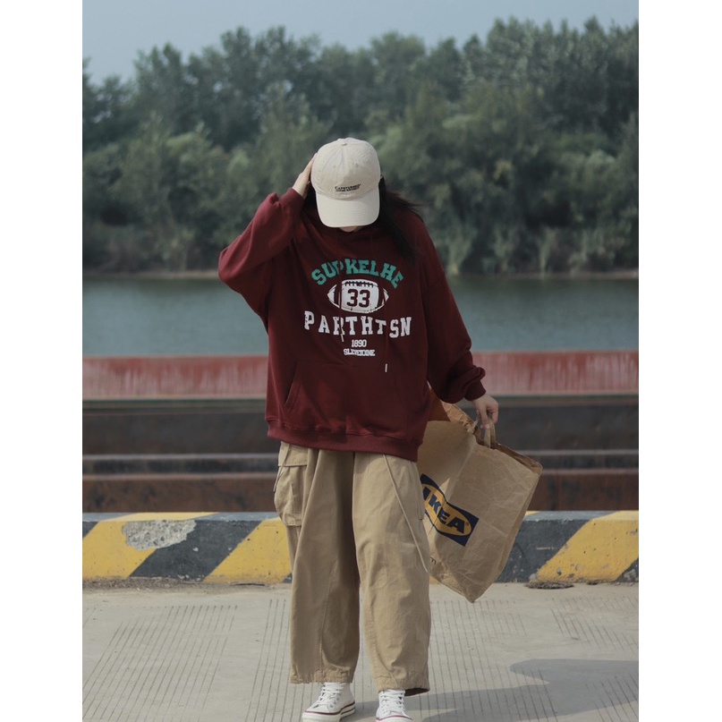 Áo hoodie nỉ unisex 33 dáng rộng mũ trùm 2 màu