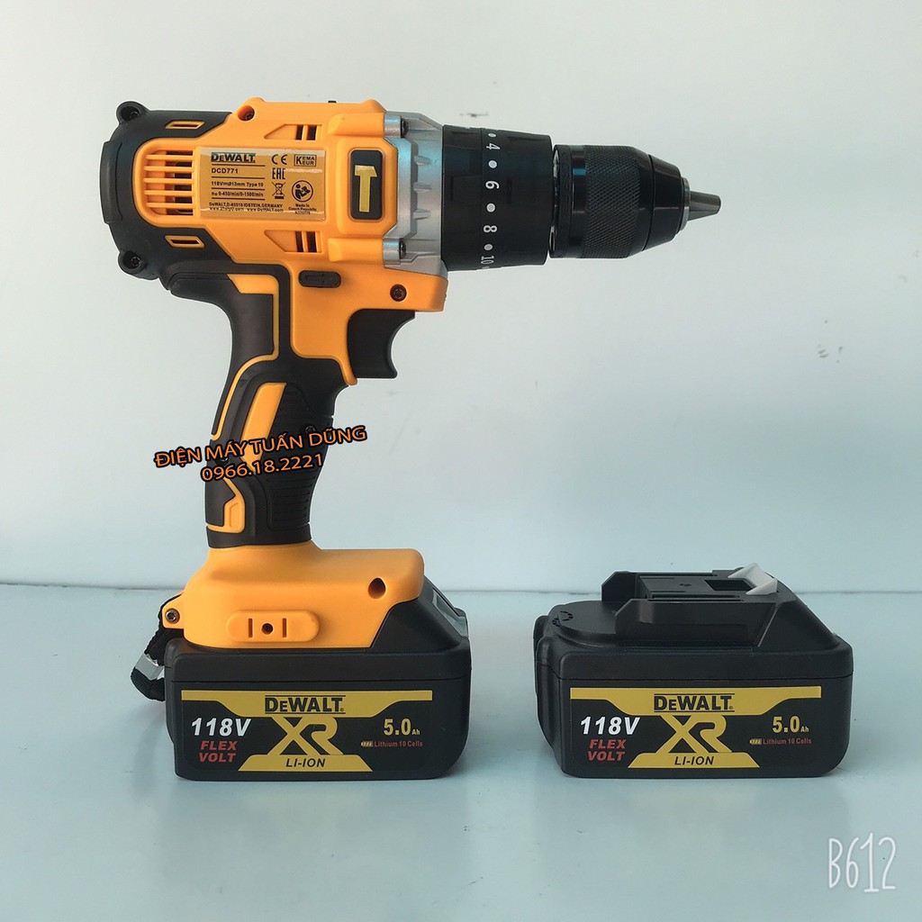 [GIÁ GỐC] Máy khoan pin Dewalt 118v, 2 pin 10cell, 100% dây đồng, 3 chức năng: Tặng mũi tôn, vít [CAM KẾT CHÍNH HÃNG]