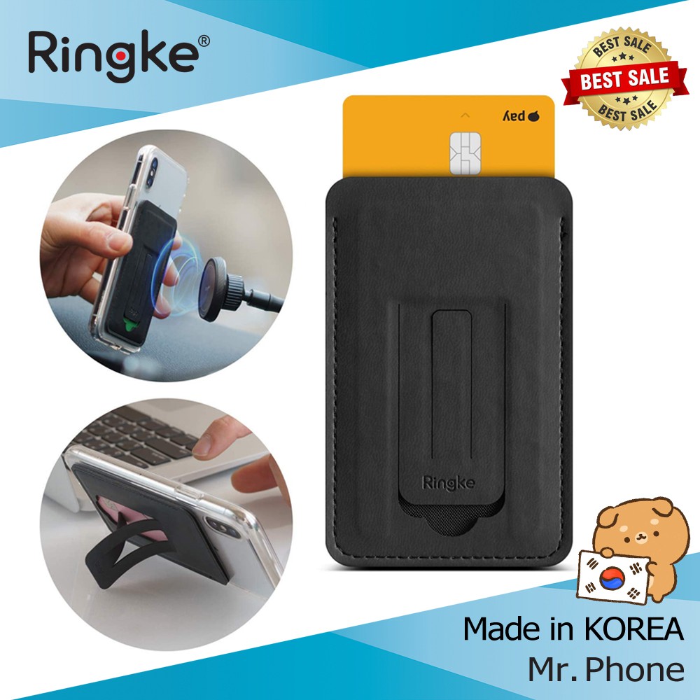 [3 trong 1] ví, giá đỡ và gắn từ tính trên xe hơi - Ringke Multi Card Holder (Màu Đen)