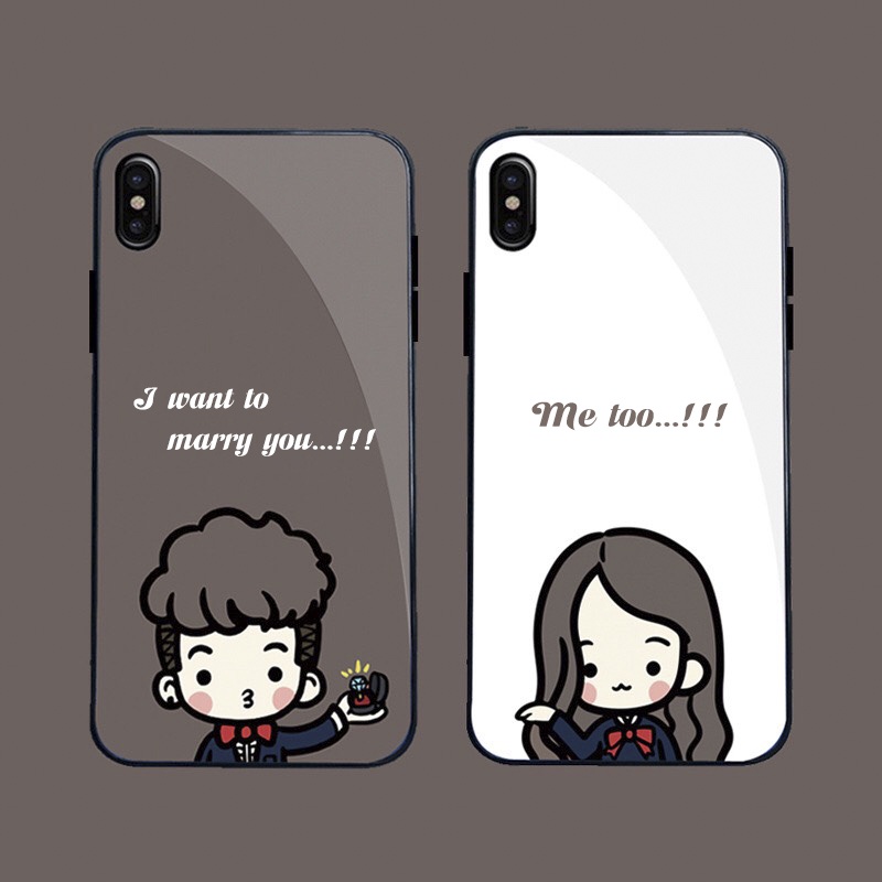 Ốp lưng iphone kính cặp đôi yêu trong sáng case 14plus 14 pro max 13 12 promax 11 mini 6 6s 7 8 plus x xr xs Se