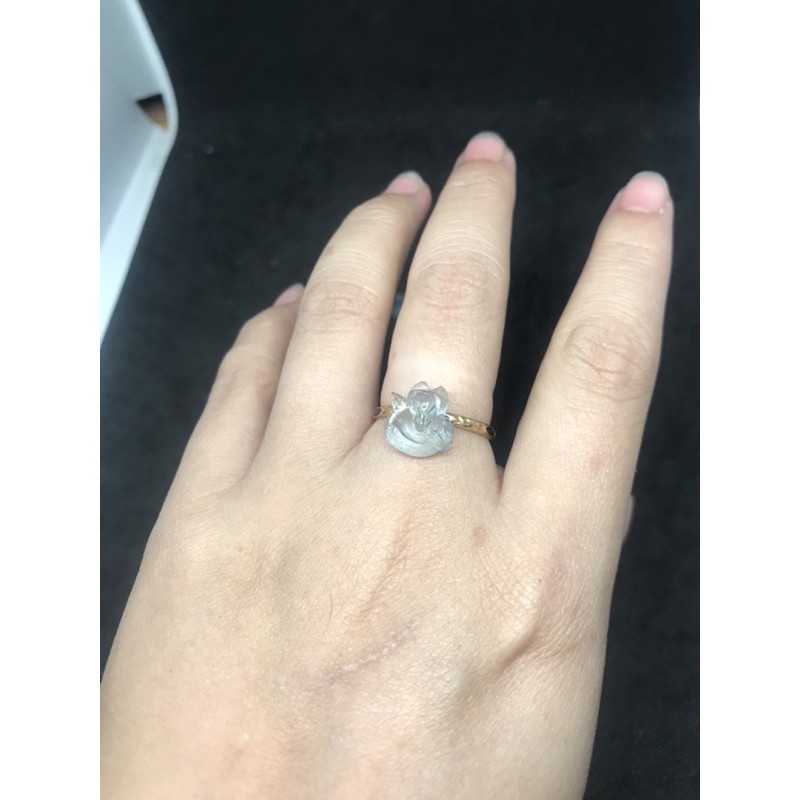 Hồ ly Aquamarine mini size mặt nhẫn