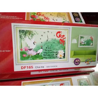 Tranh đính đá đồng hồ cha mẹ
