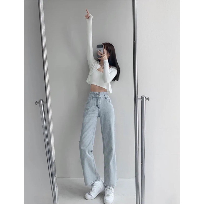 [Mã WASTMAY giảm 15% tối đa 30K đơn 150K] Quần jeans xuông ống rộng dài mẫu mới nhất- hình thật chính chủ tự chụp | BigBuy360 - bigbuy360.vn