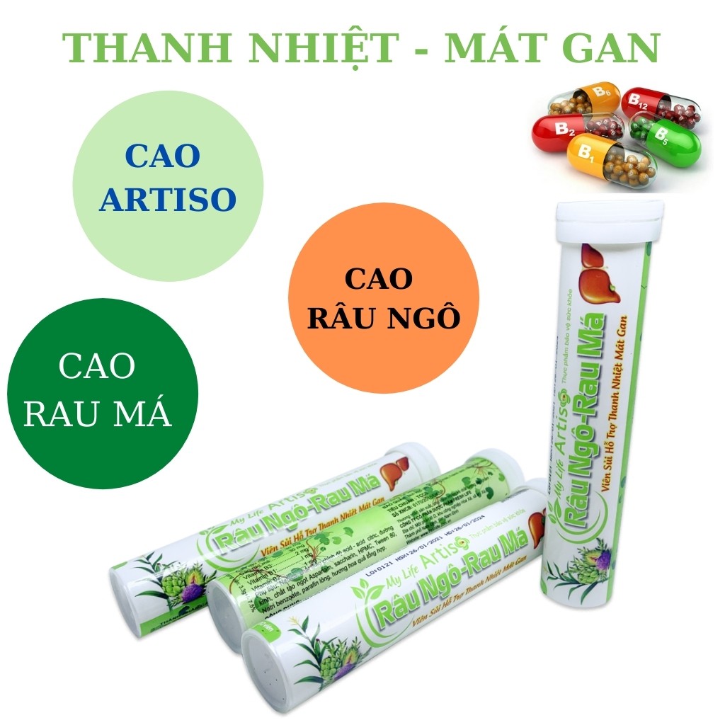 C sủi, viên sủi artiso râu ngô - rau má tuýp 20 viên giúp thanh nhiệt mát gan H2C shop | BigBuy360 - bigbuy360.vn