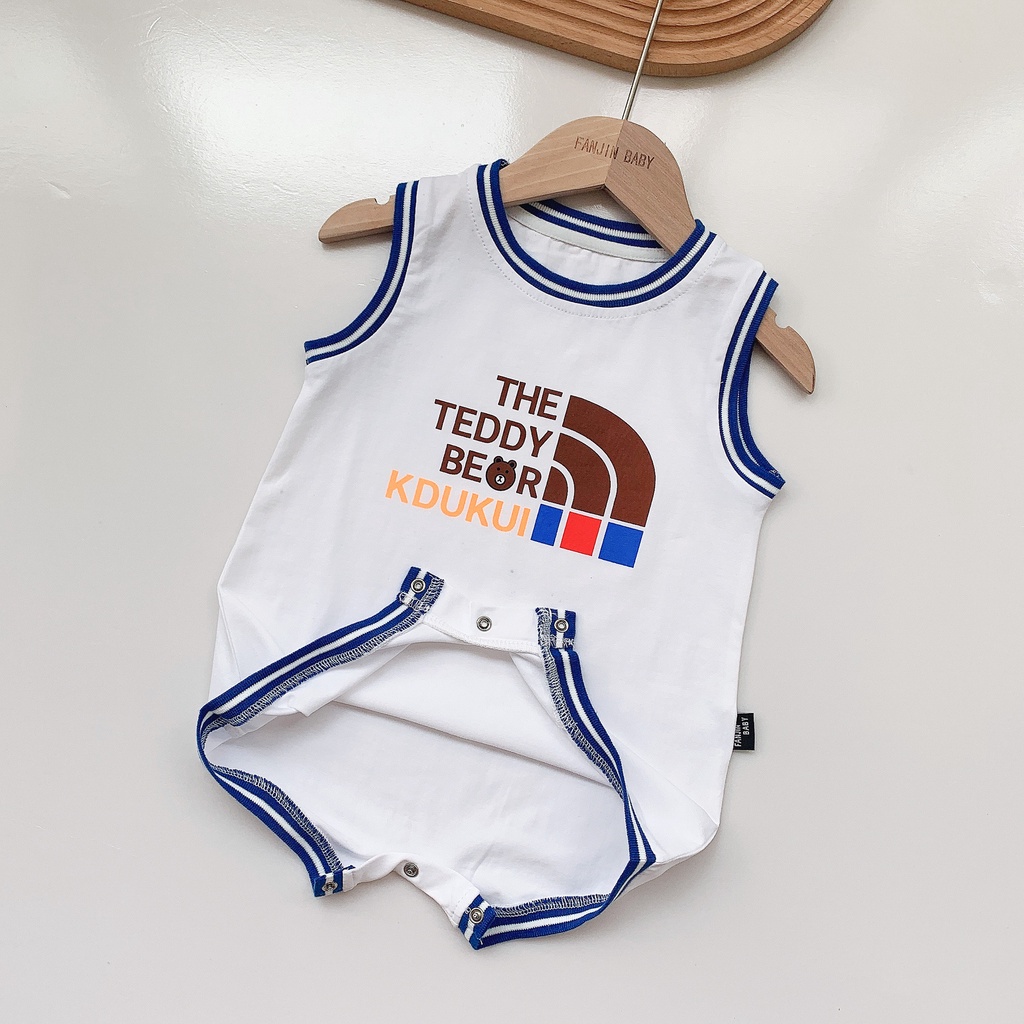 Bộ Áo Liền Quần Không Tay Bằng Vải Cotton In Hoạt Hình Dành Cho Bé Trai Gái 0-24 Tháng Tuổi