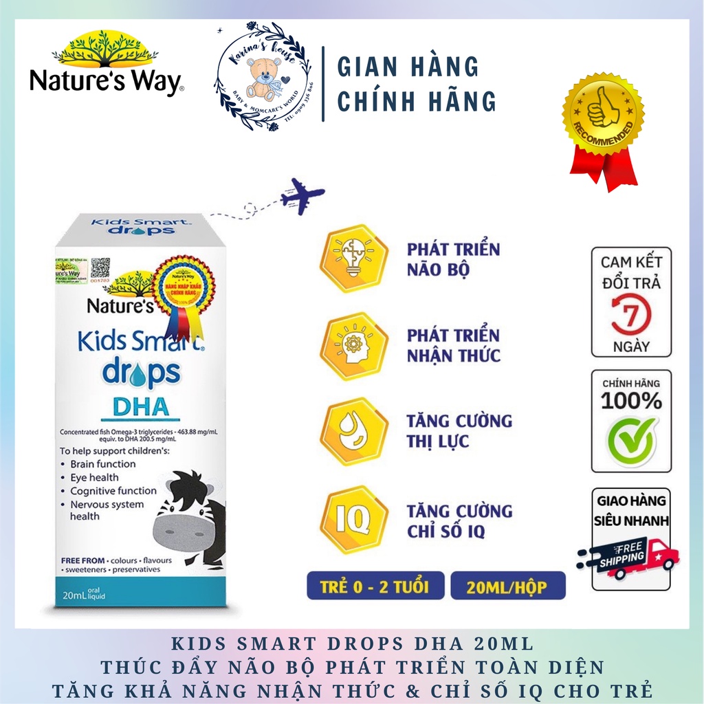 DHA Nature's Way Kids Smart Drops DHA Dạng Giọt Giúp Tăng IQ, Phát Triển Não Bộ Cho Bé 20ml