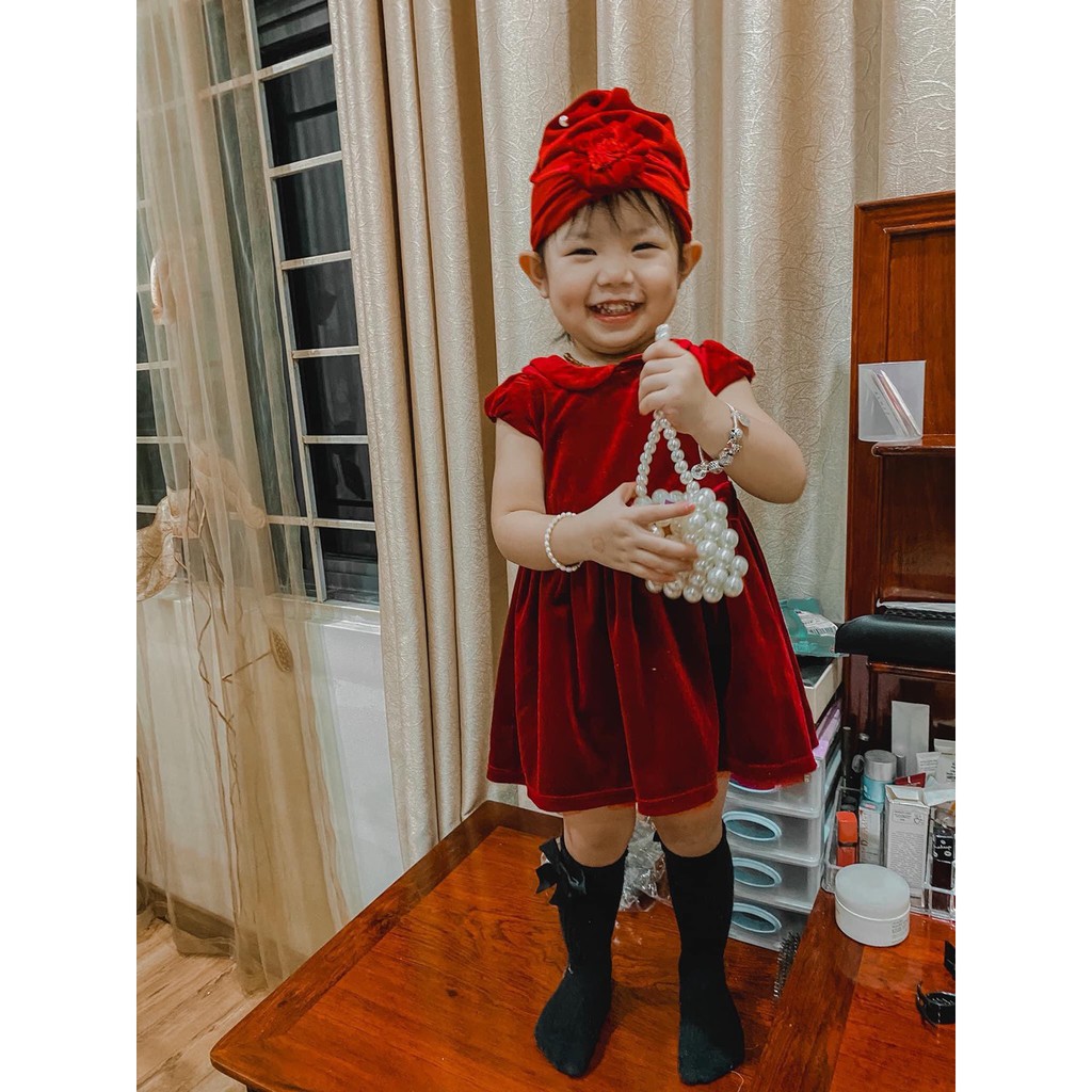 Váy nhung đỏ bé gái HM