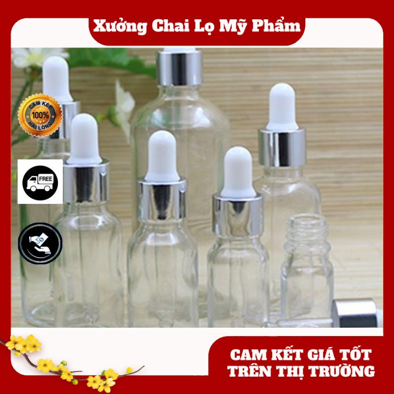 Lọ Chiết Serum ❤ Lọ đựng tinh dầu 100ml bóp giọt Khoen Bạc , lọ chiết serum , phụ kiện du lịch