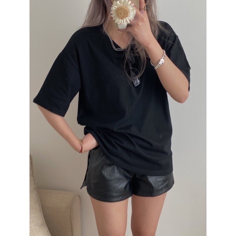 [Ảnh thật/Video]Áo phông trơn form rộng hàng Quảng Châu Áo pull phong cách Hàn Quốc