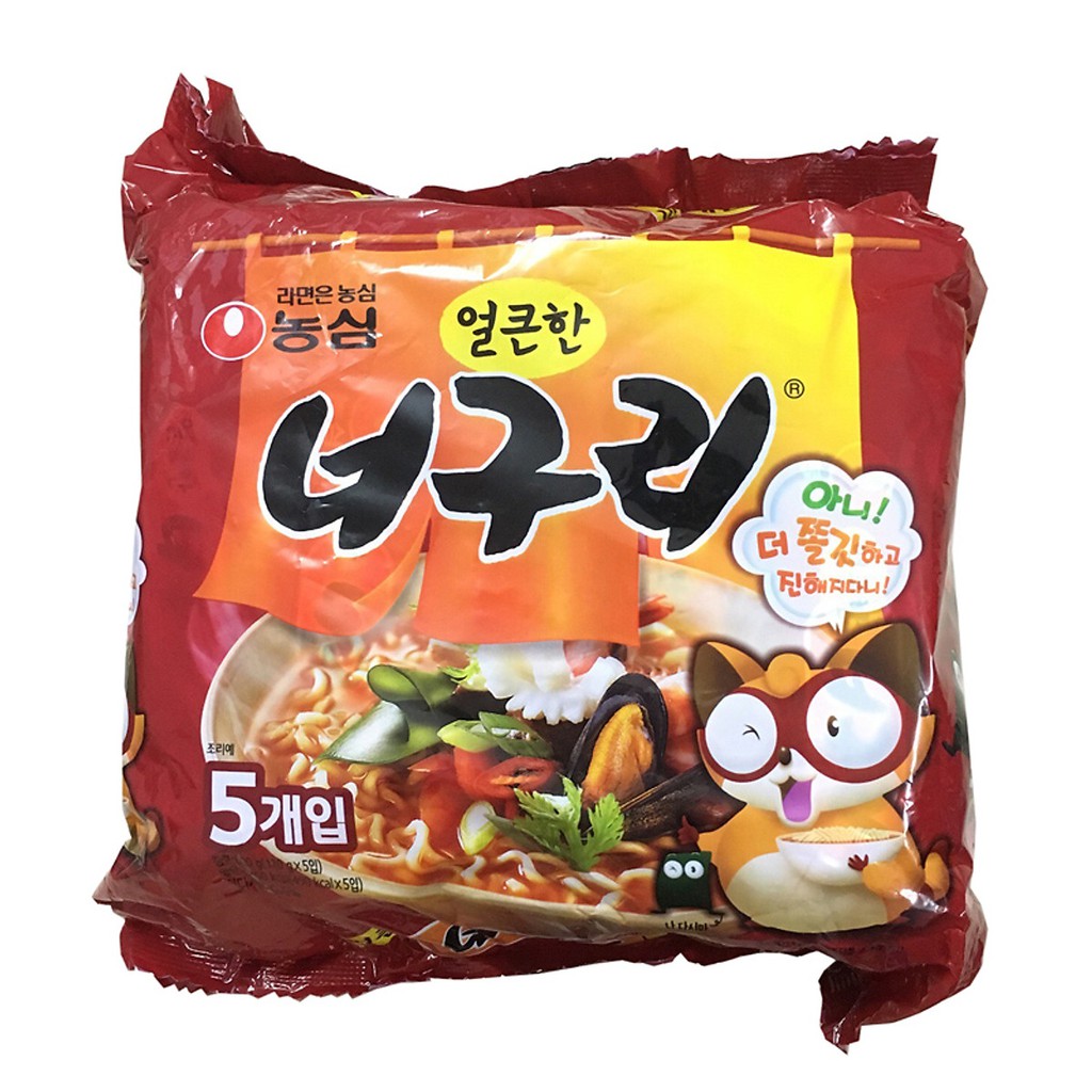 Lốc 5 Gói Mì Neoguri Cay Nóng Hàn Quốc Nongshim 120G X 5