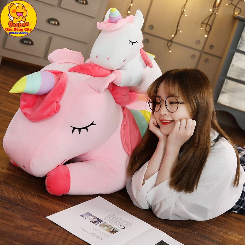 Gấu Bông Unicorn Khổng Lồ - Kì Lân Bông Siêu to 1m2 và 1m