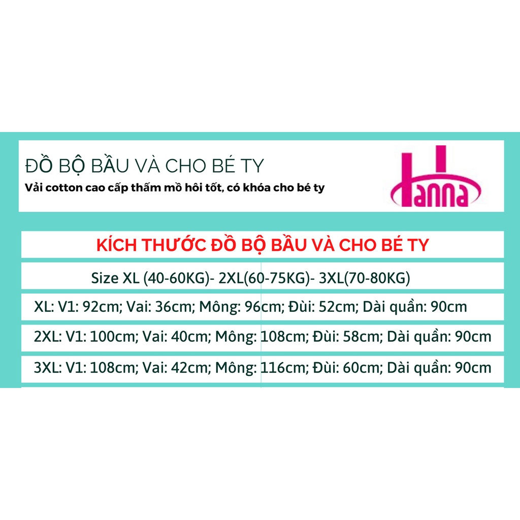 [SIZE 40-80KG] Đồ bộ bầu và cho bé ty có khóa cho bé ty vải cotton cao cấp thoáng mát có lưng thun điều chỉnh