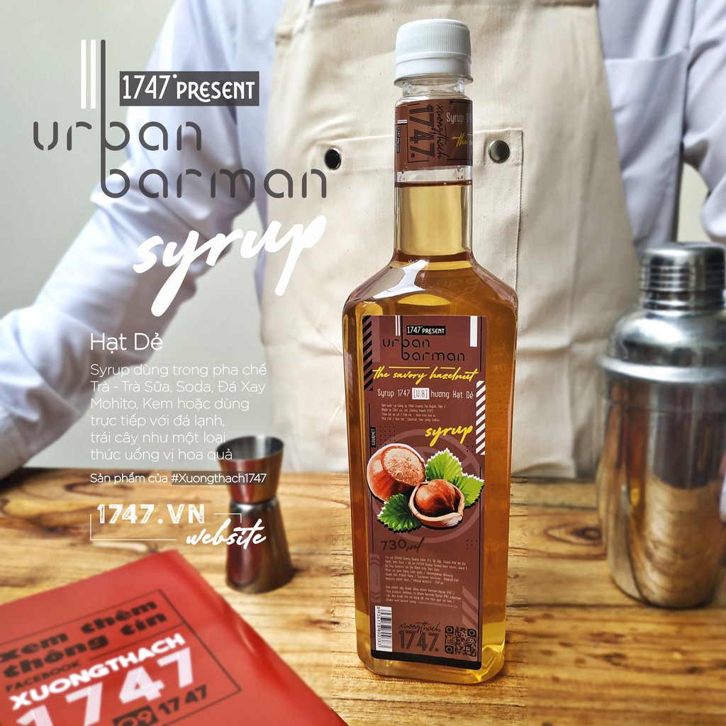 Urban Barman Syrup 1747 - Hạt Dẻ - 730ml - Siro