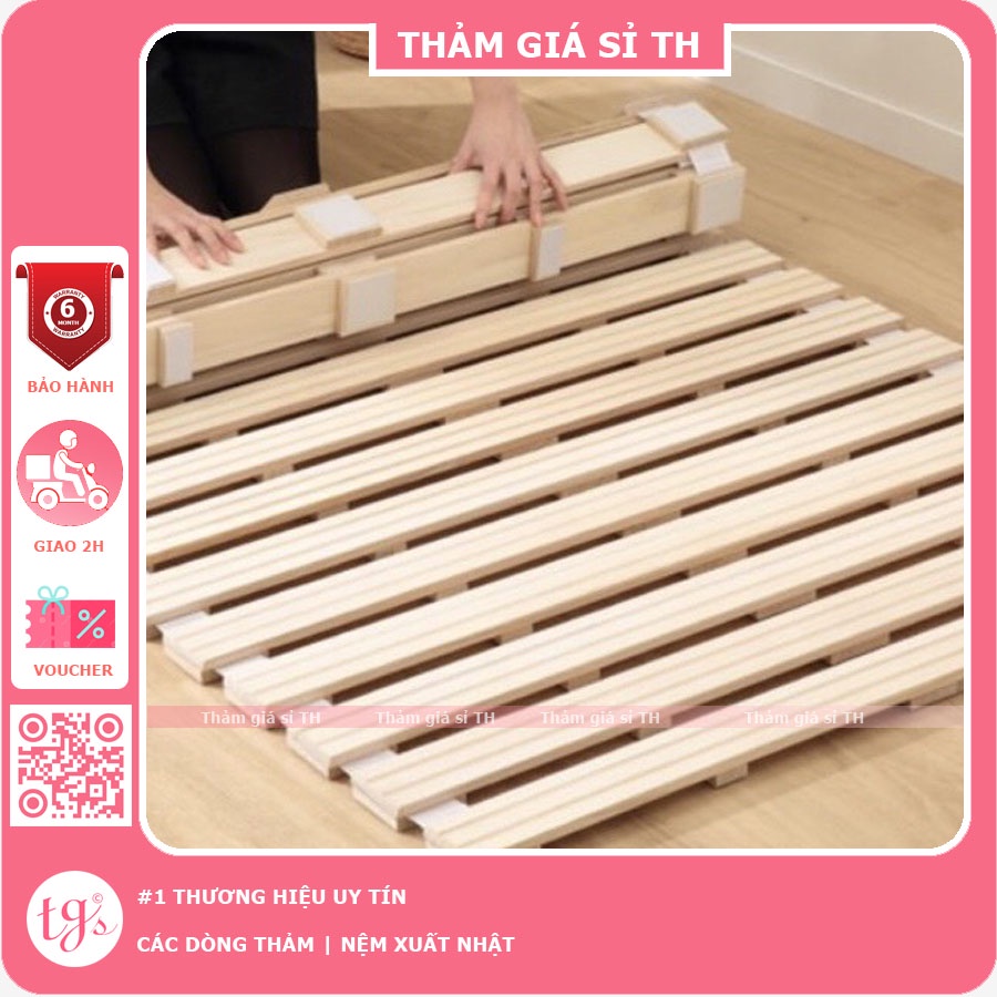 Giường Pallet gỗ thông giá rẻ, giường pallet cuộn 1m6 -1m-1m4-1m8 tiện lợi , an toàn