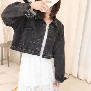 🍁Áo Khoác Jean Lửng Đan Dây MS02