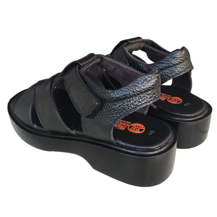 Dép sandal nam da bò màu đen đế PU siêu nhẹ cao 4.5cm QNTH767 DÉP CÓ FORM NHỎ HƠN 1 SIZE