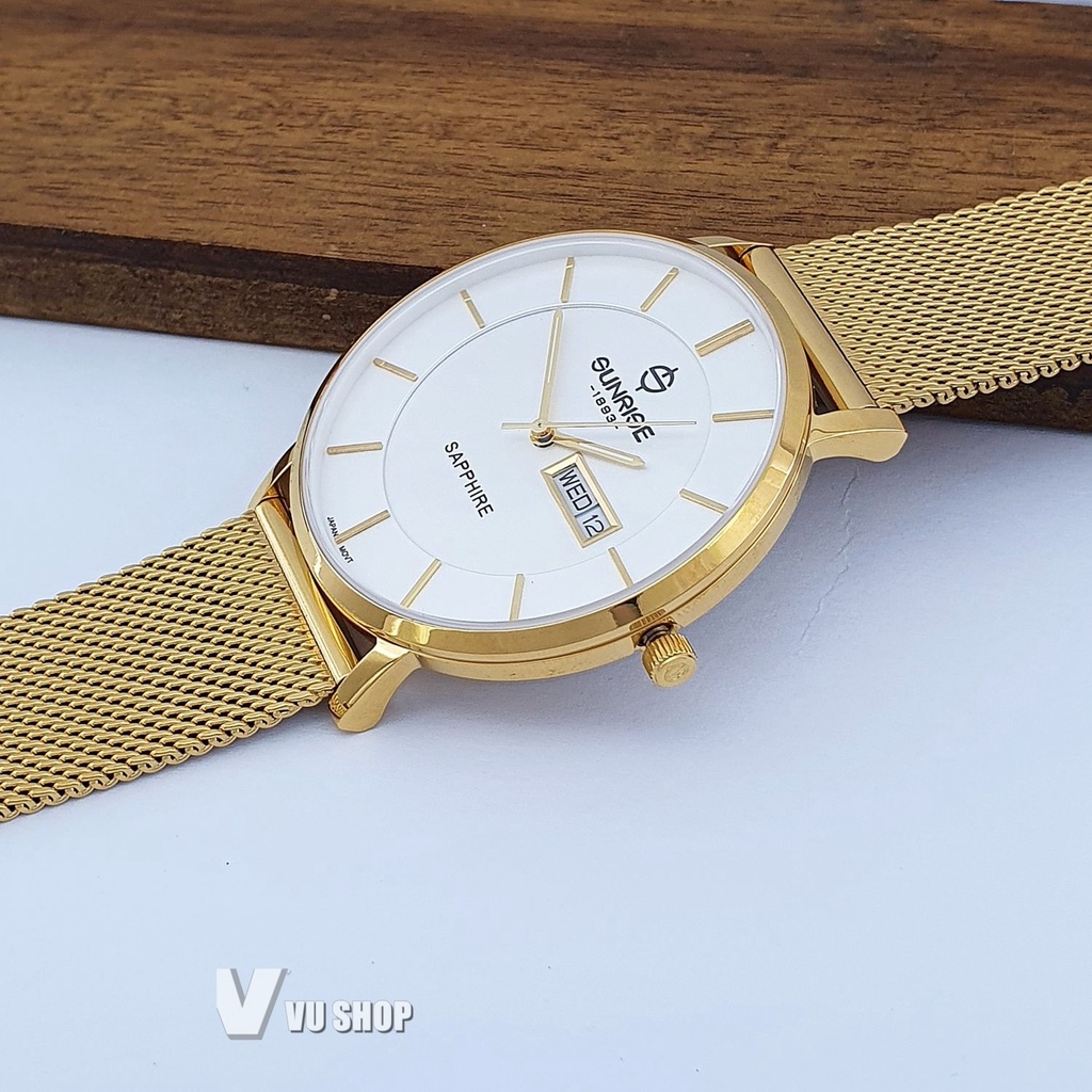 Đồng hồ nam SUNRISE 1237SA - 2 Lịch, Kính sapphire