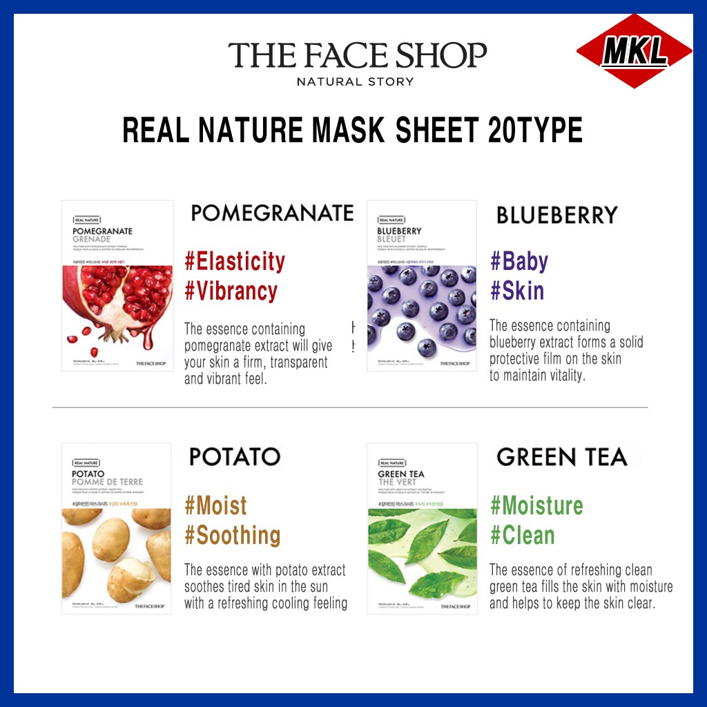 [Hàng mới về] Mặt Nạ Tự Nhiên The Face Shop 20 Loại Tùy Chọn | BigBuy360 - bigbuy360.vn