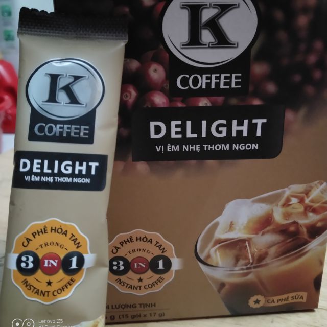 Cà phê sữa hòa tan K COFFEE DELIGHT 3in1 - Hộp 15 gói (255g)/ Date 2021