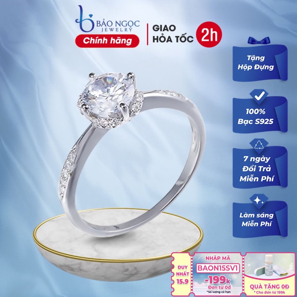 Nhẫn Bạc Bảo Ngọc Jewelry Đính Đá Sang Trọng Quý Phái N2461