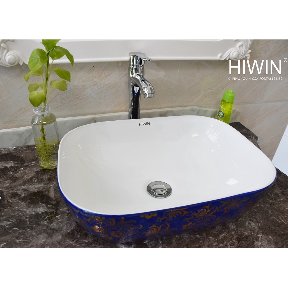 Chậu rửa mặt lavabo sứ đặt bàn nghệ thuật hoa văn HIWIN LP-A426