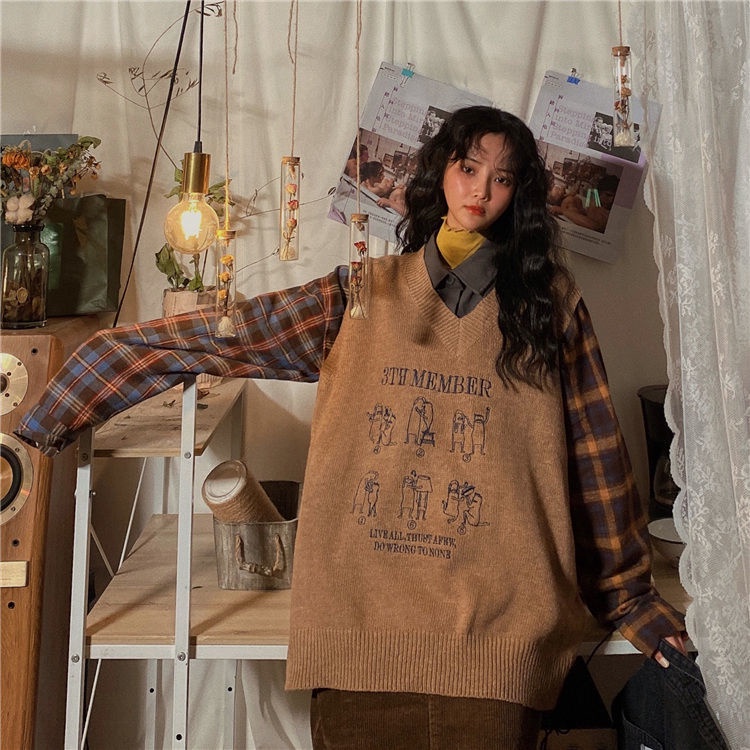 Áo len không tay cổ chữ v thiết kế mới thời trang phong cách Hàn Quốc cho nữ