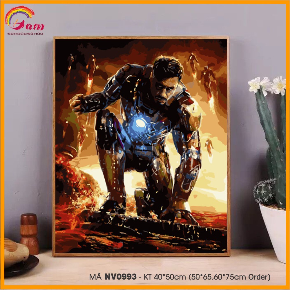 Tranh tô màu theo số sơn dầu số hóa Siêu anh hùng Marvel Người sắt Iron man NV0993