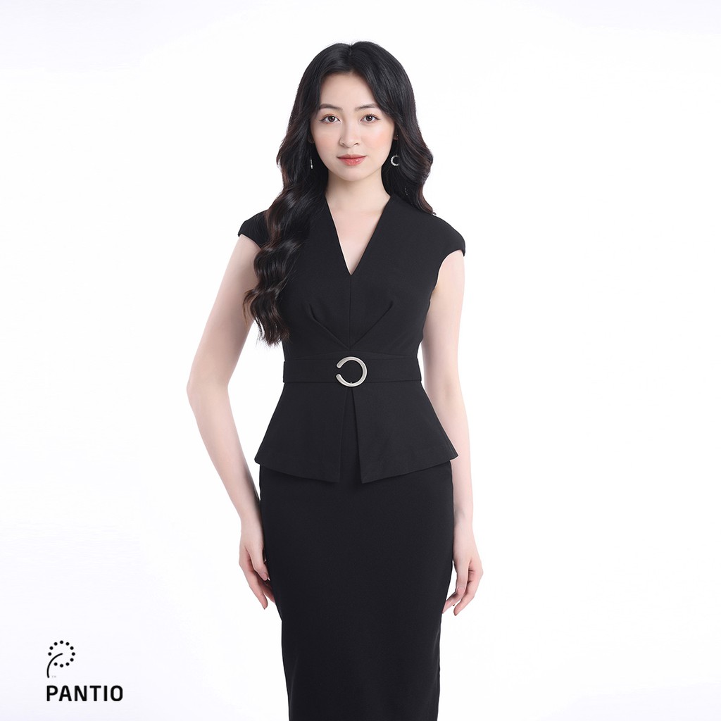 Đầm công sở, chất vải thô, màu nâu gạch và đen, dáng ôm FDC12703 - PANTIO | BigBuy360 - bigbuy360.vn