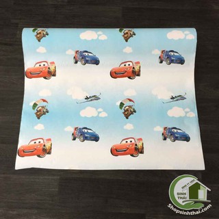 Giấy dán tường xe hơi màu xanh dương, [ 50cm x khổ 90cm ]  có sẵn keo