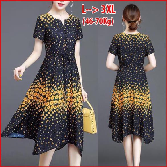 SINDI - THỜI TRANG TRUNG NIÊN , ĐẦM XÒE TRUNG NIÊN HOA CÚC KIỂU ĐẦM XÒE SIZE LỚN CÔNG SỞ, ĐẦM TUỔI TRUNG NIÊN SINDI 3284