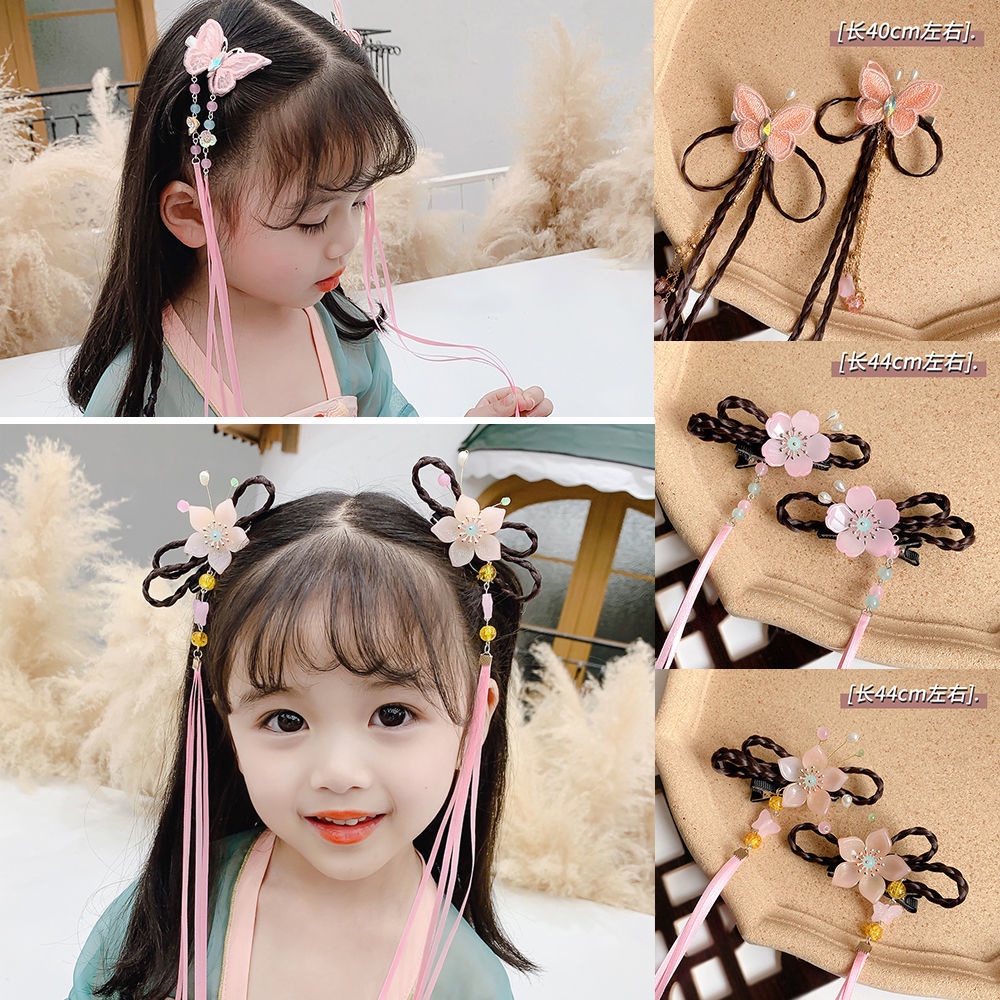 Phụ Kiện Kẹp Tóc Giả Thắt Nơ Dễ Thương Cho Bé Gái