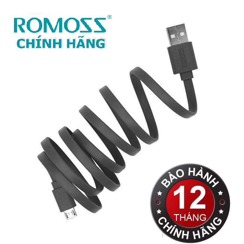 Cáp Sạc Micro-USB Romoss CB05f Dài 1m (đen) - Hãng Phân Phối Chính Thức