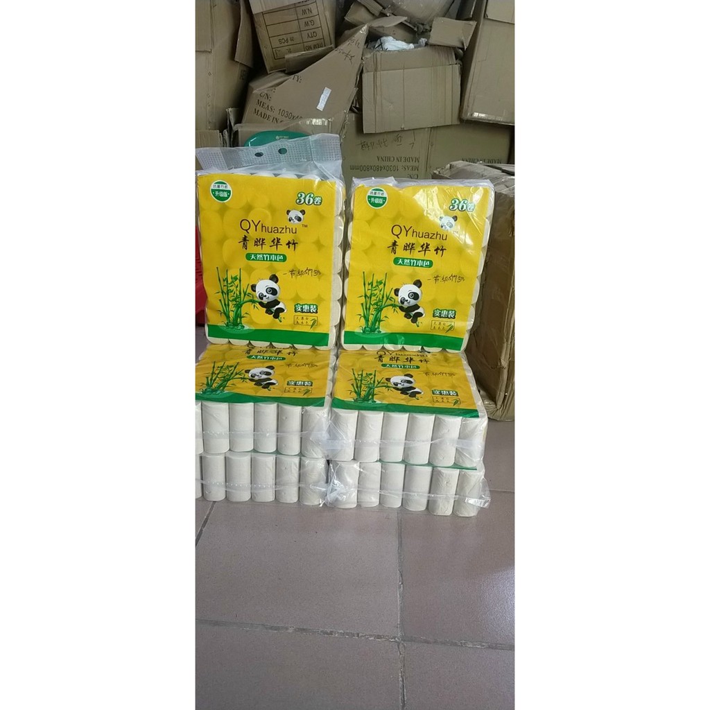 Bịch ăn gấu trúcGIADUNGTONGKHO1Bịch 36 cuộn giấy ăn gấu trúc cao cấp qyhuazhu