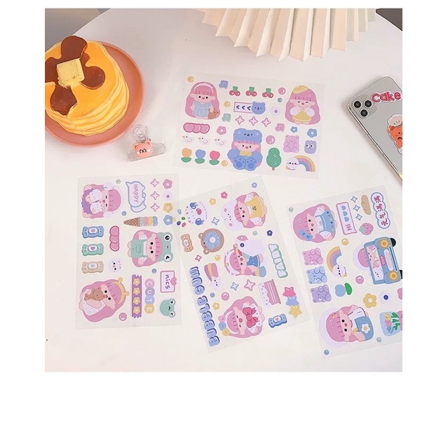 Sticker dán hình - dán ốp lưng, dán bình nước, dán nón bảo hiểm phụ kiện trang trí xinh xinh