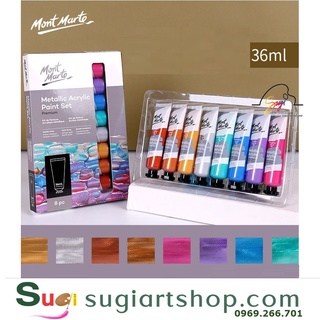 Bộ màu nhũ acrylic Mont Marte Metallic Acrylic Paint Intro Set Premium 18ml và 36ml