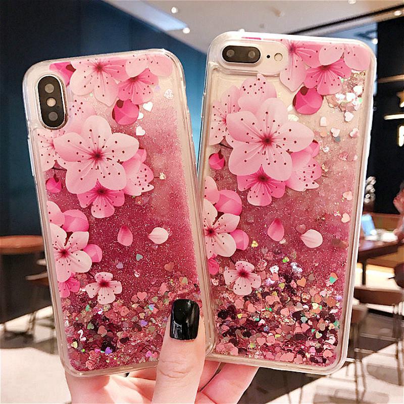flower Liquid Case Samsung S8 S9 Plus S7 Edge S10 Note 8 9