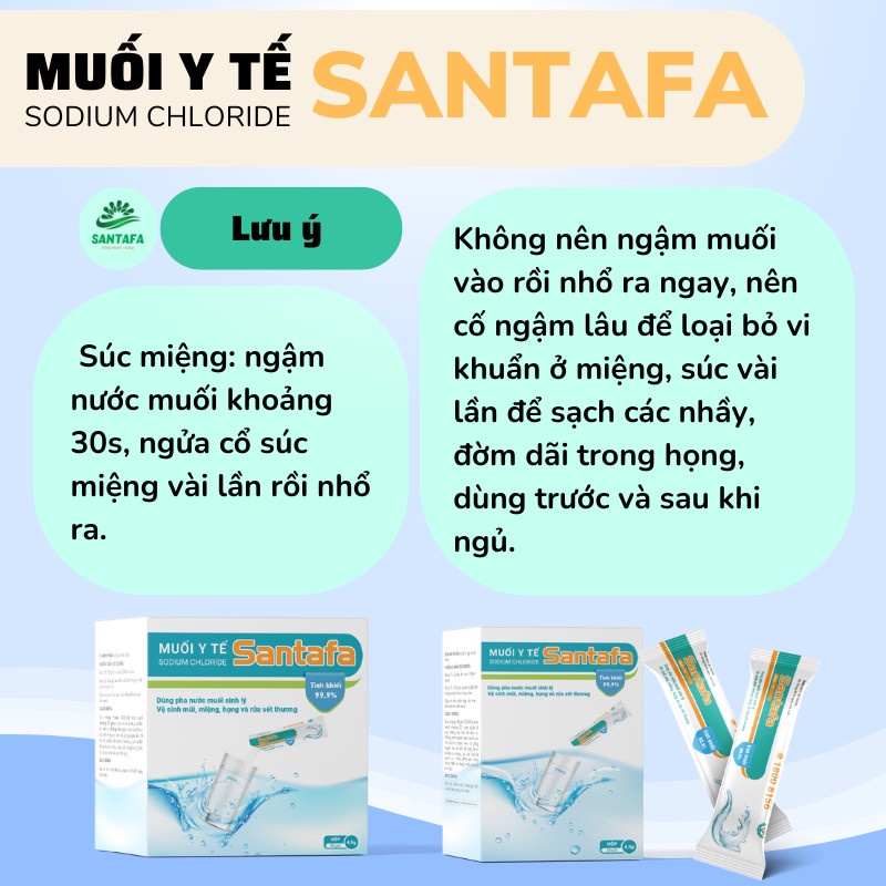 Gói muối y tế Santafa dùng vệ sinh mũi, miệng, họng và rửa vết thương dạng gói lẻ dùng thử