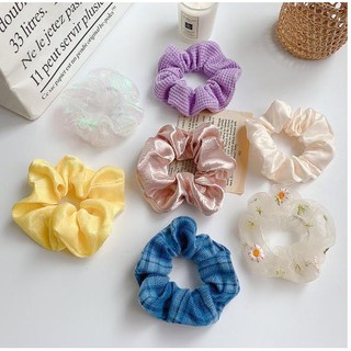 Set 5 chun vải buộc tóc thời trang cho nữ đựng trong túi zip