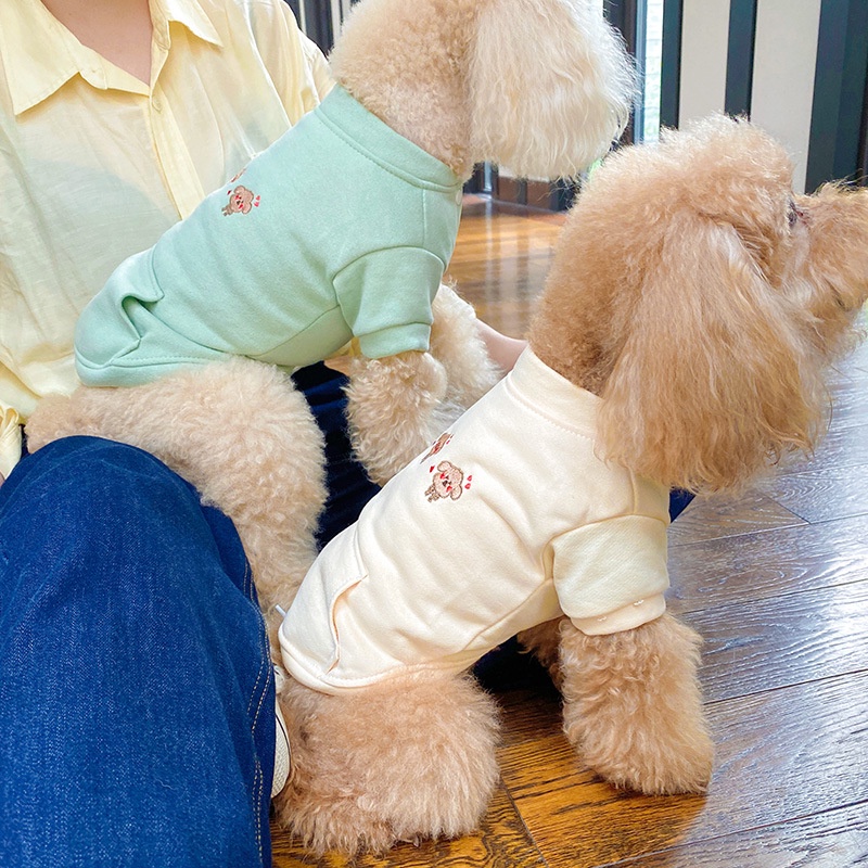 Quần áo chó mèo áo nỉ bấm cúc họa tiết gấu xinh xắn màu sắc nhã nhặn