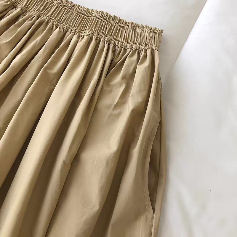 Chân váy midi thô cạp chun dễ mix đồ